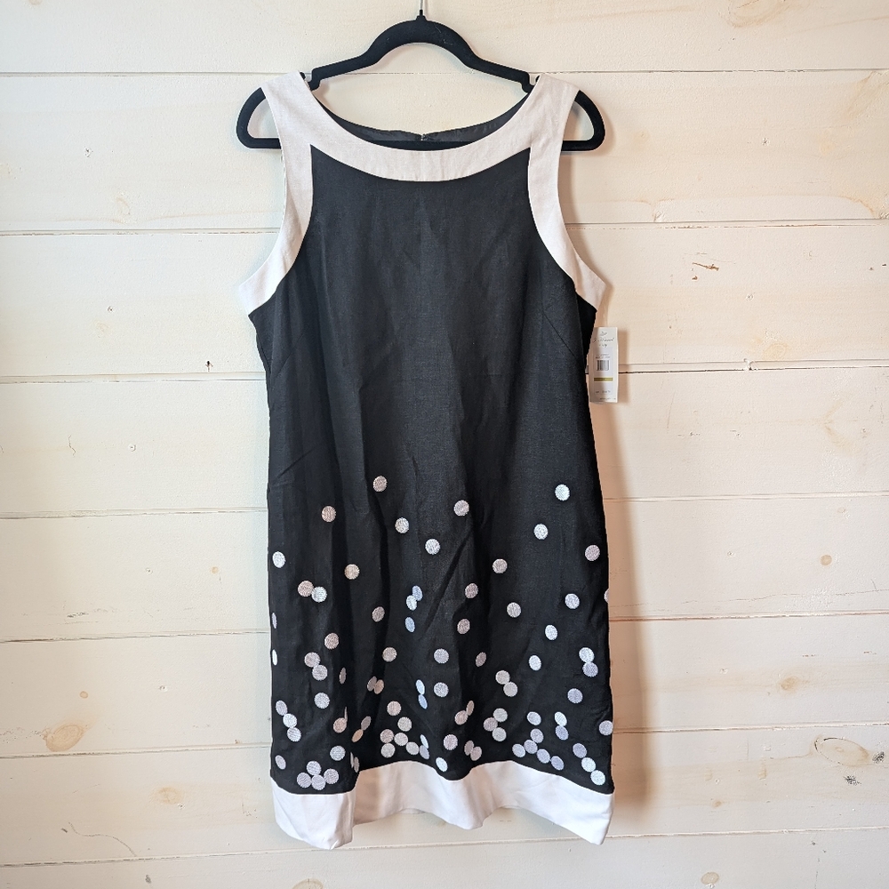 J. Howard dress women’s 14 black white polka dot shift casual midi